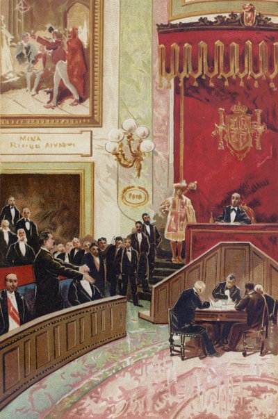 Proclamation of the First Spanish Republic in the Cortes, Madrid, 11 February 1873 by Spanish School